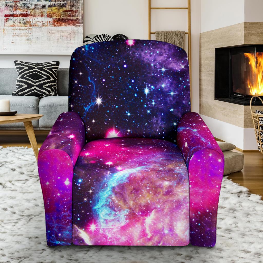 Galaxy Night Purple Space Print Single Sofa Slipcover -JTAMIGO.COM