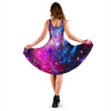 Galaxy Night Purple Space Print Sleeveless Dress