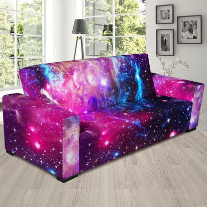 Galaxy Night Purple Space Print Sofa Slipcover-JTAMIGO.COM