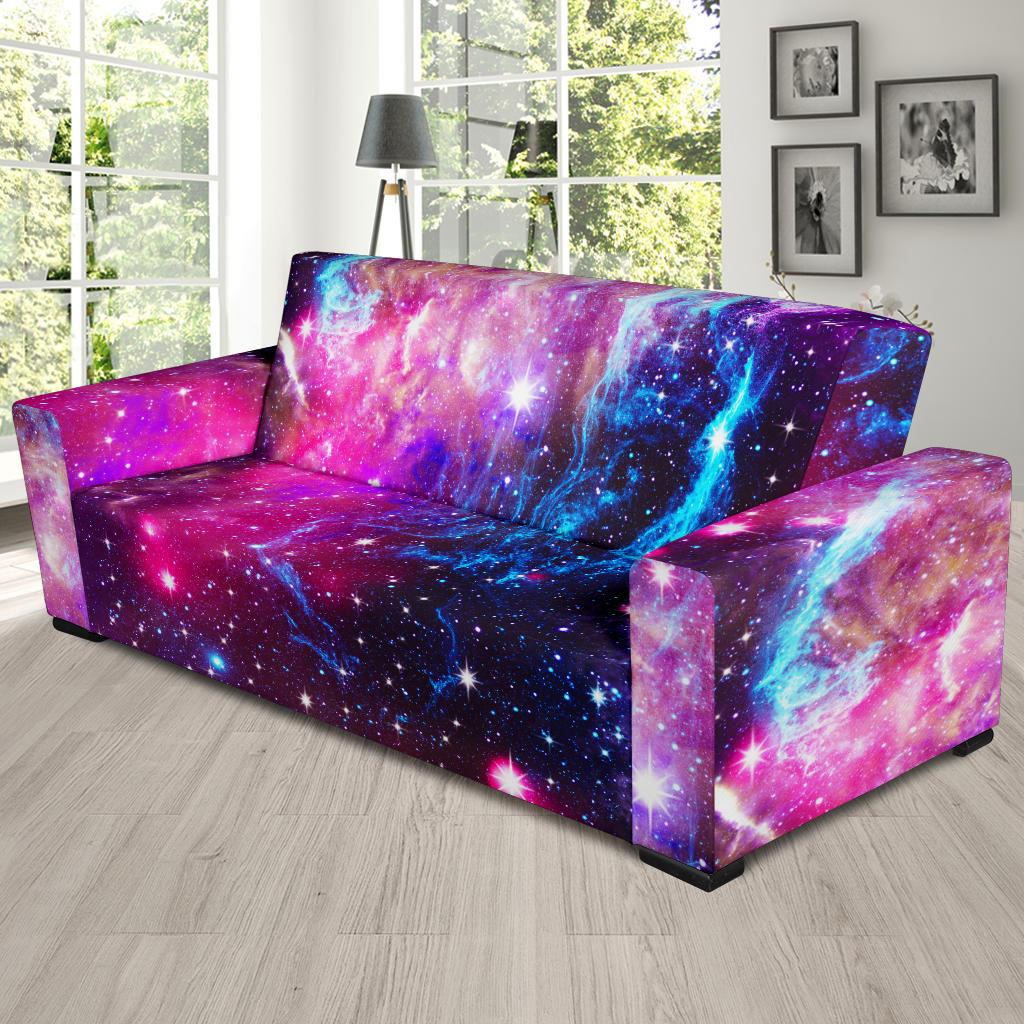 Galaxy Night Purple Space Print Sofa Slipcover-JTAMIGO.COM
