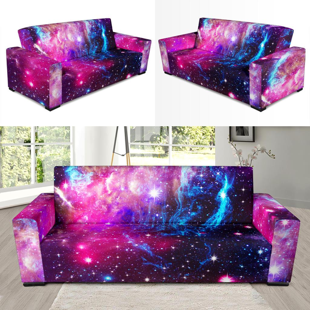 Galaxy Night Purple Space Print Sofa Slipcover-JTAMIGO.COM