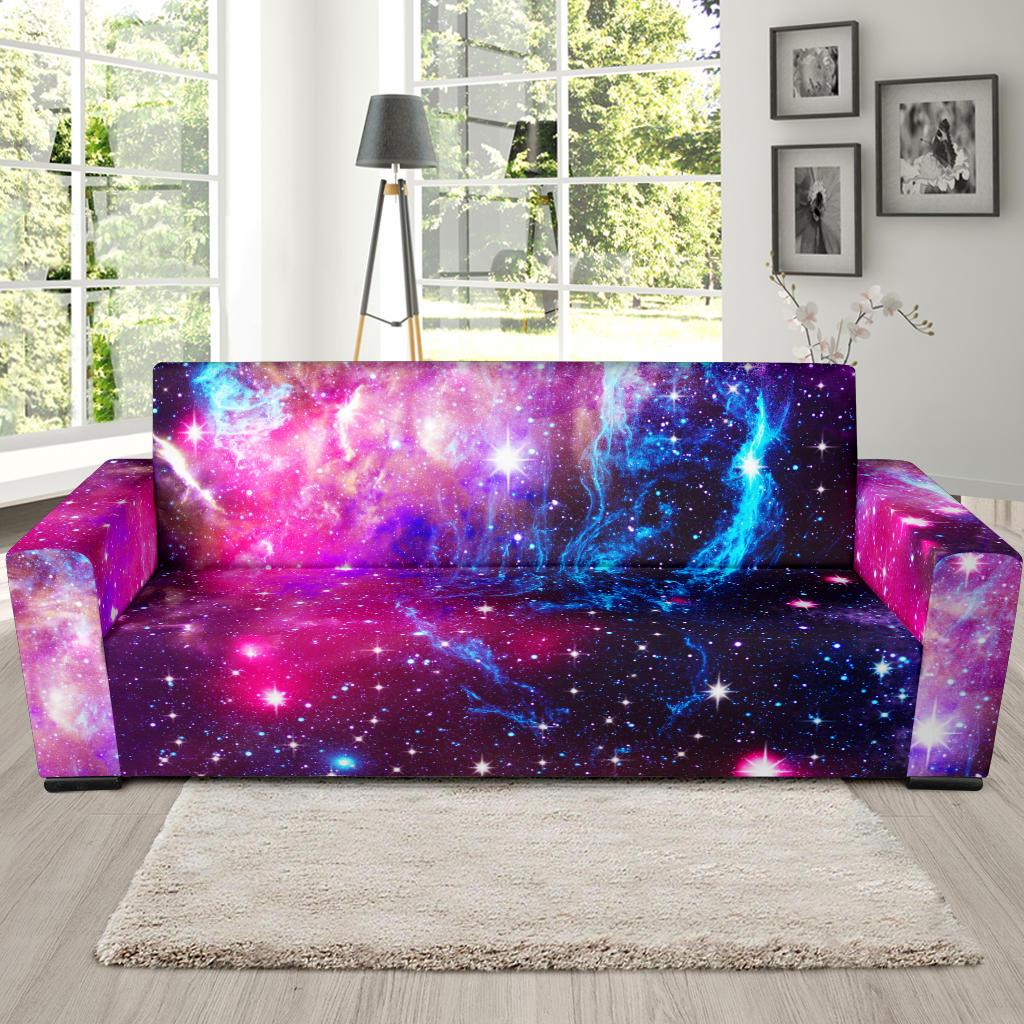 Galaxy Night Purple Space Print Sofa Slipcover-JTAMIGO.COM
