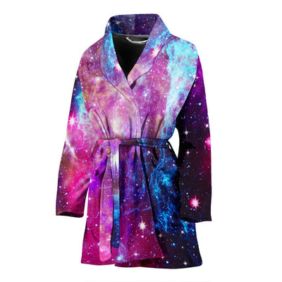 Galaxy Night Purple Space Print Women Bath Robe-JTAMIGO.COM