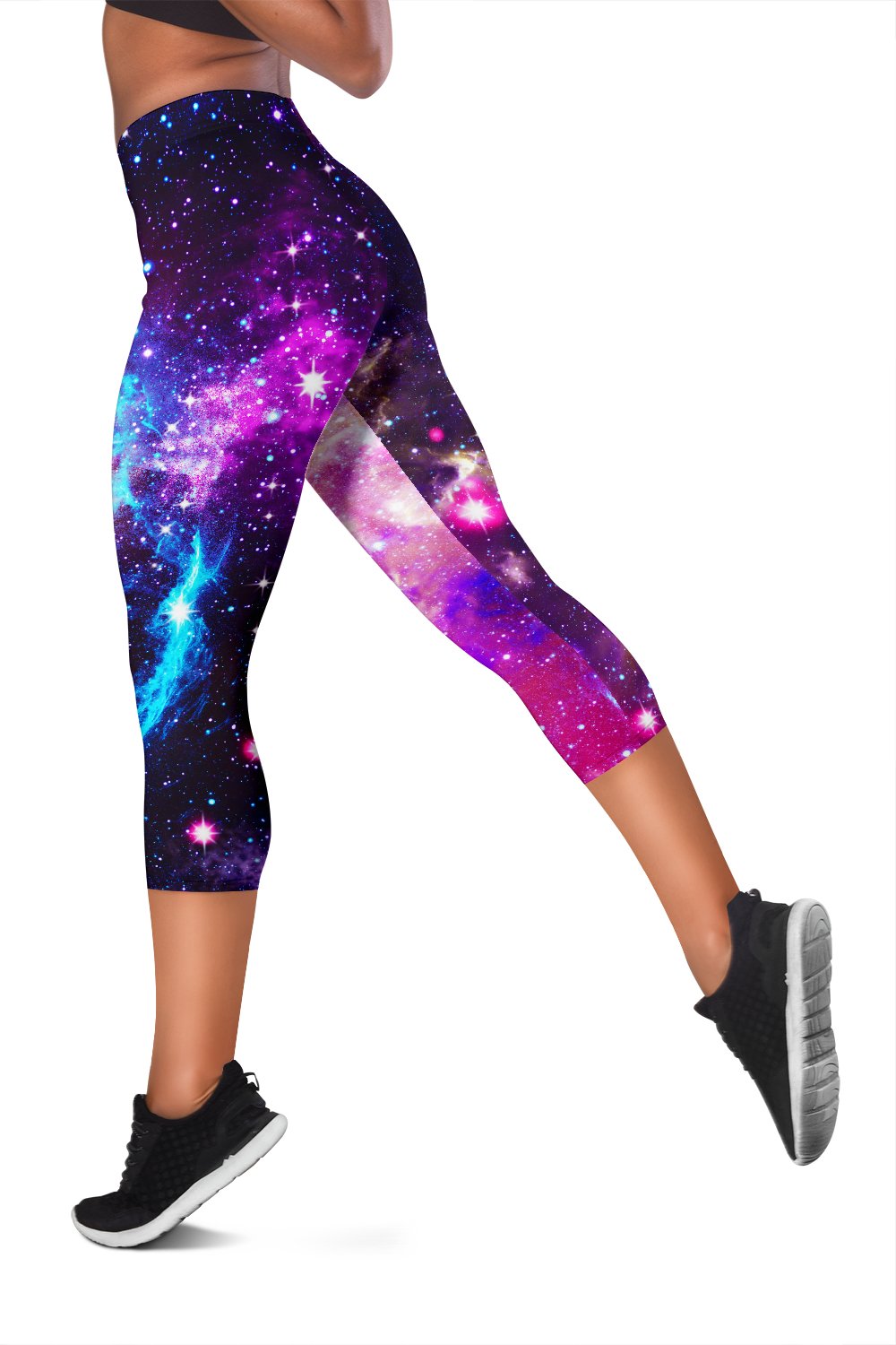 Galaxy Night Purple Space Print Women Capris
