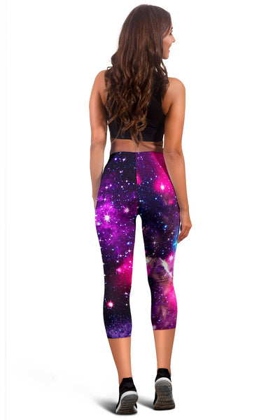 Galaxy Night Purple Space Print Women Capris