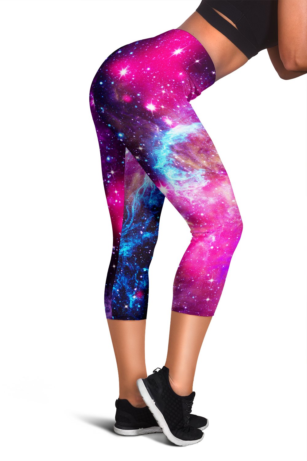 Galaxy Night Purple Space Print Women Capris