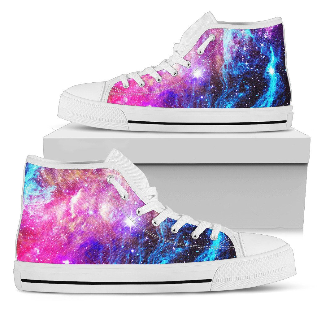 Galaxy Night Purple Space Print Women High Top Shoes