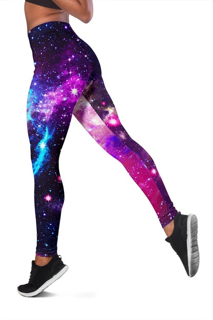 Galaxy Night Purple Space Print Women Leggings