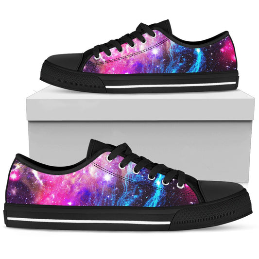 Galaxy Night Purple Space Print Women Low Top Shoes