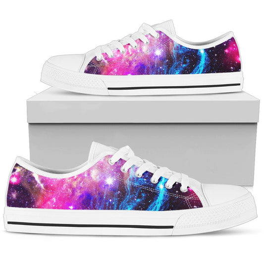 Galaxy Night Purple Space Print Women Low Top Shoes