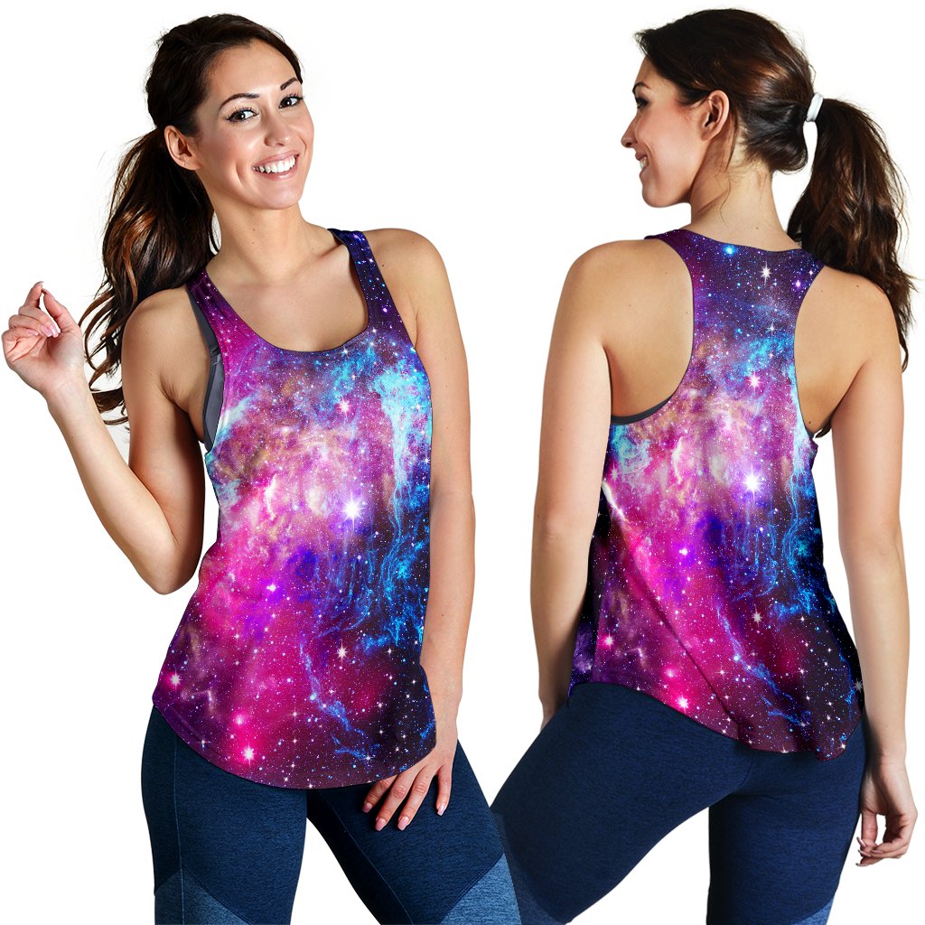 Galaxy Night Purple Space Print Women Racerback Tank Top
