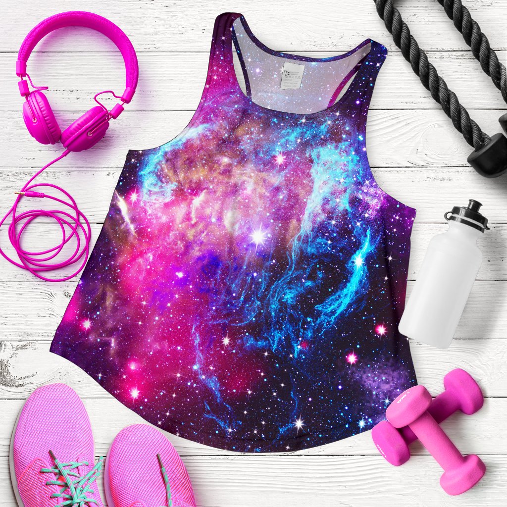 Galaxy Night Purple Space Print Women Racerback Tank Top
