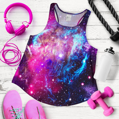 Galaxy Night Purple Space Print Women Racerback Tank Top