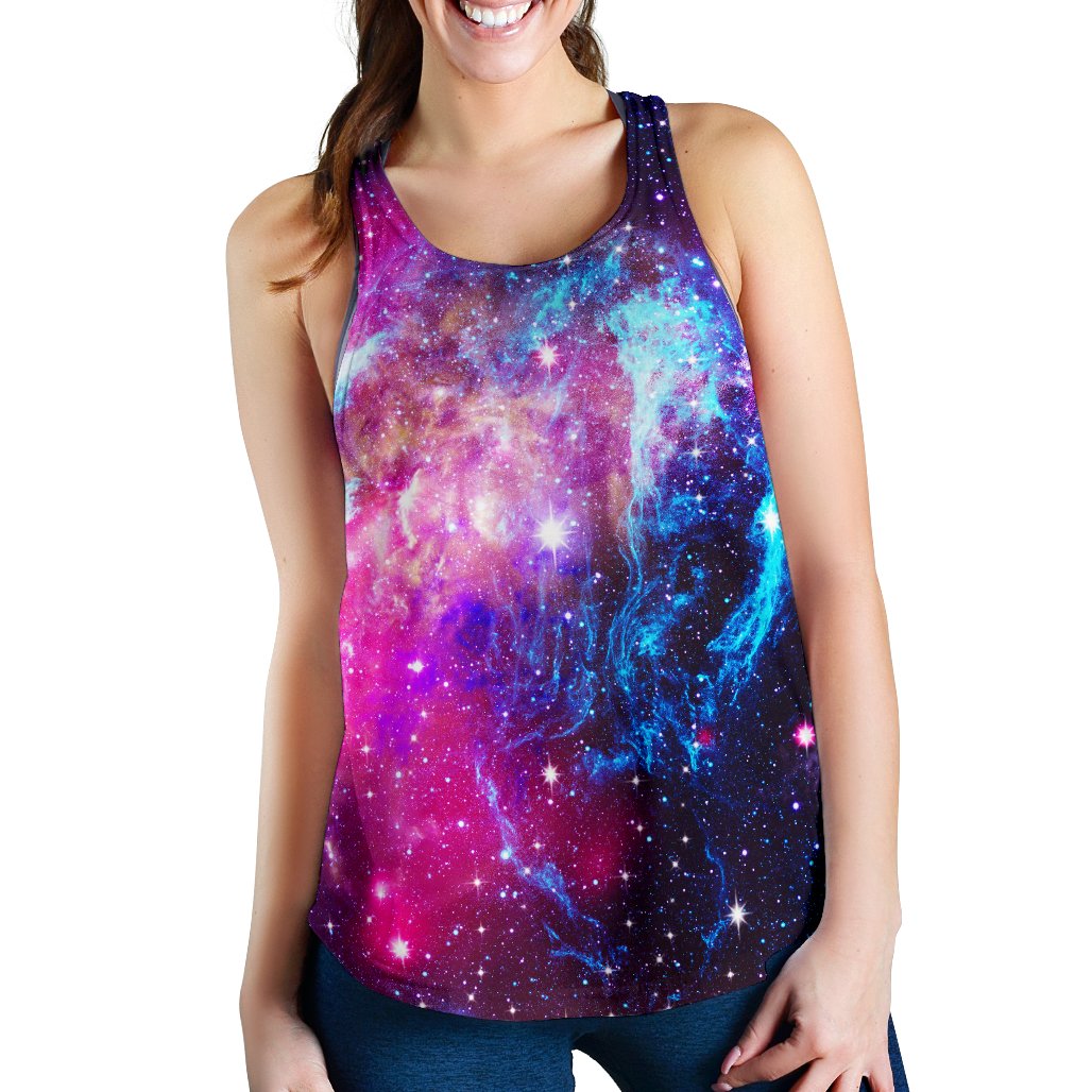 Galaxy Night Purple Space Print Women Racerback Tank Top