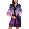 Galaxy Night Purple Space Print Women Short Kimono Robe