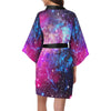 Galaxy Night Purple Space Print Women Short Kimono Robe