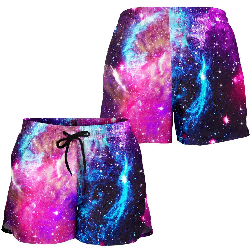 Galaxy Night Purple Space Print Women Shorts-JTAMIGO.COM