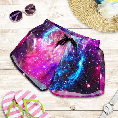 Galaxy Night Purple Space Print Women Shorts-JTAMIGO.COM