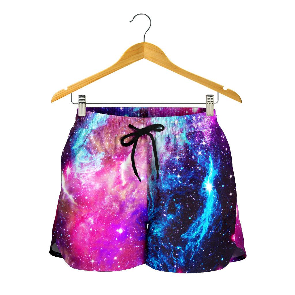 Galaxy Night Purple Space Print Women Shorts-JTAMIGO.COM