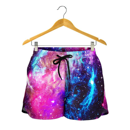 Galaxy Night Purple Space Print Women Shorts-JTAMIGO.COM