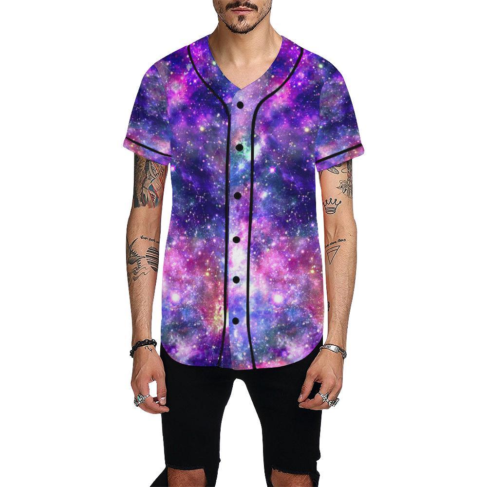 Galaxy Night Stardust Space Print Baseball Jersey-JTAMIGO.COM
