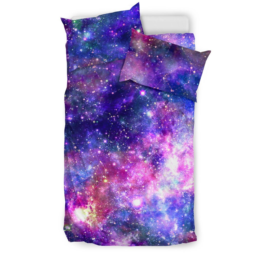 Galaxy Night Stardust Space Print Duvet Cover Bedding Set