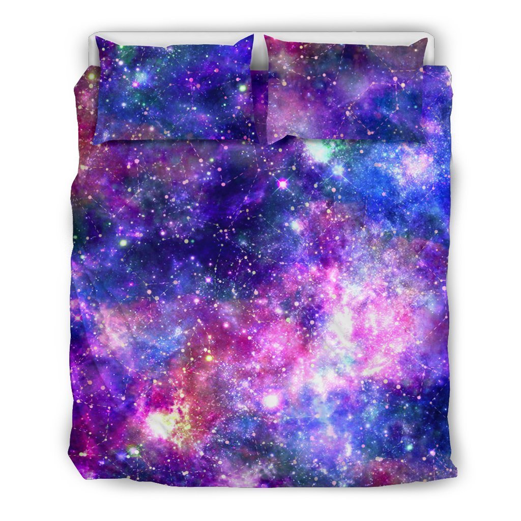 Galaxy Night Stardust Space Print Duvet Cover Bedding Set
