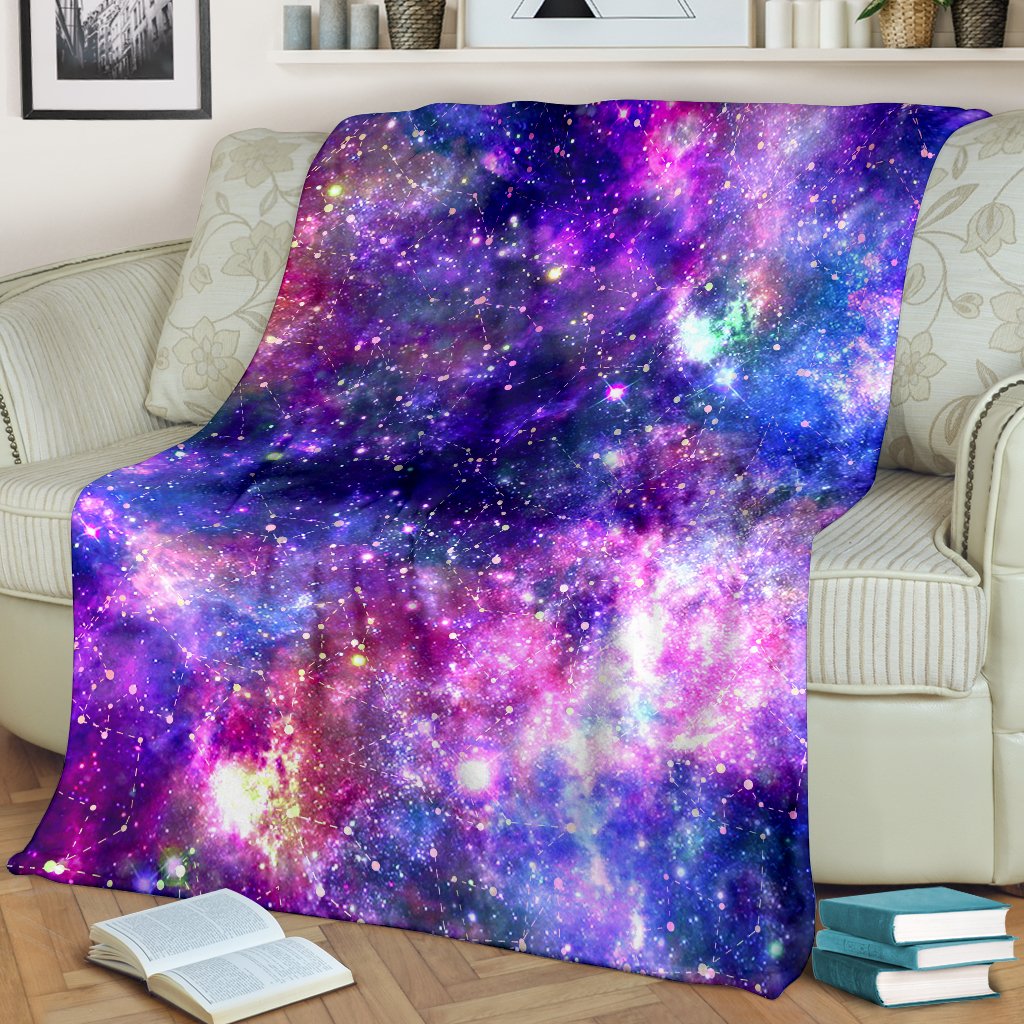 Galaxy Night Stardust Space Print Fleece Blanket