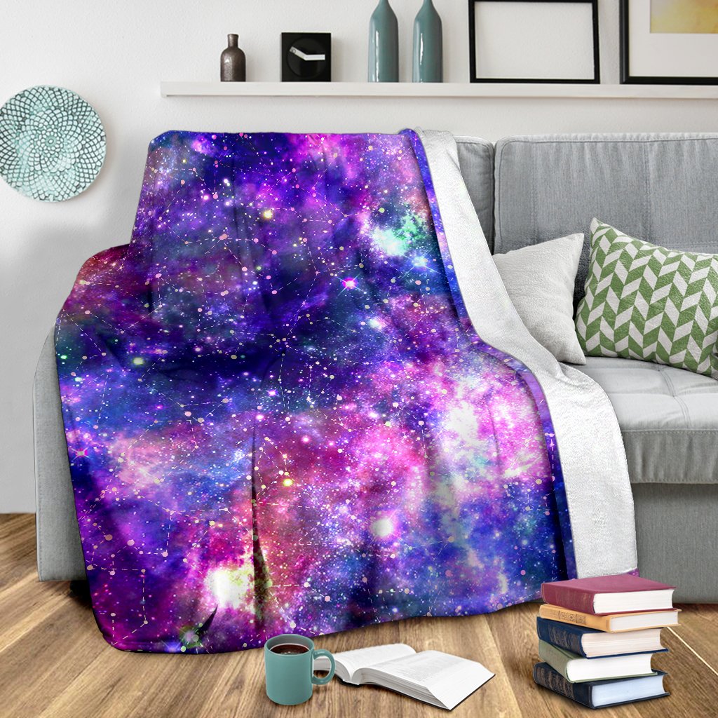 Galaxy Night Stardust Space Print Fleece Blanket