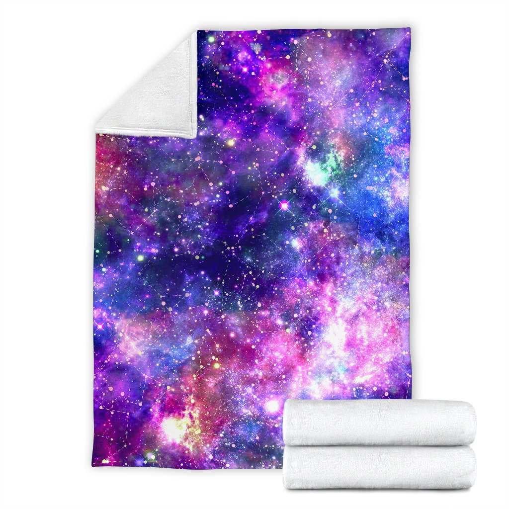Galaxy Night Stardust Space Print Fleece Blanket