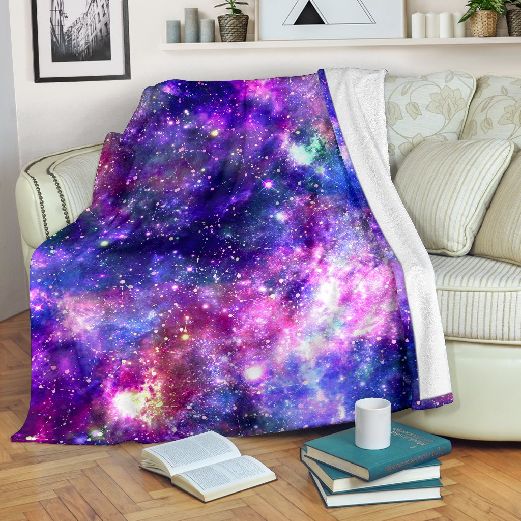 Galaxy Night Stardust Space Print Fleece Blanket