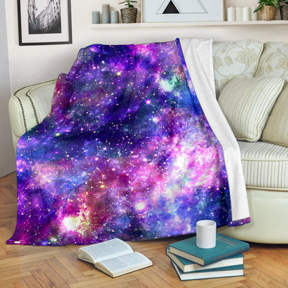 Galaxy Night Stardust Space Print Fleece Blanket