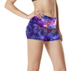 Galaxy Night Stardust Space Print High Waisted Spandex Shorts-JTAMIGO.COM