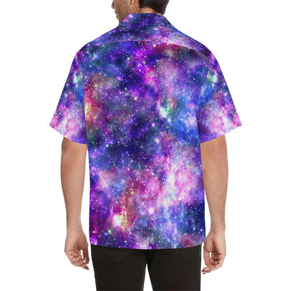 Galaxy Night Stardust Space Print Men Aloha Hawaiian Shirt
