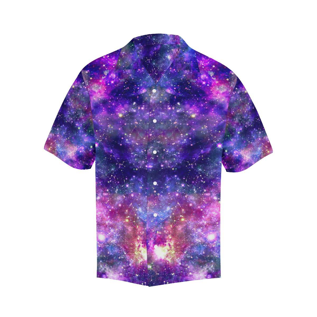 Galaxy Night Stardust Space Print Men Aloha Hawaiian Shirt