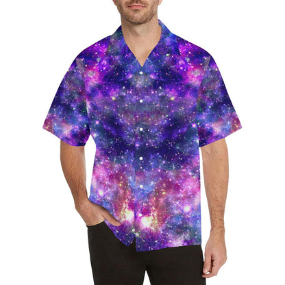 Galaxy Night Stardust Space Print Men Aloha Hawaiian Shirt