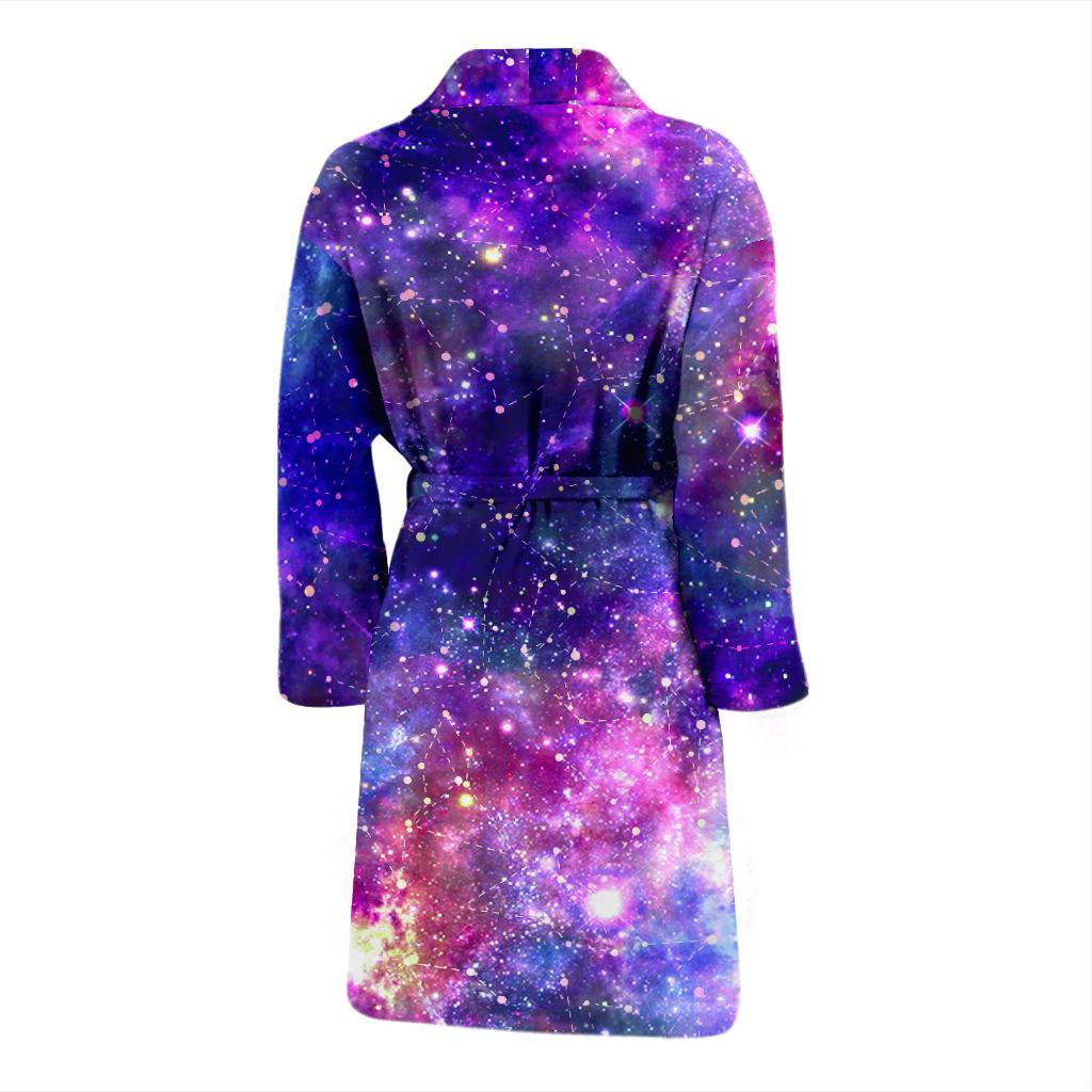 Galaxy Night Stardust Space Print Men Bath Robe-JTAMIGO.COM