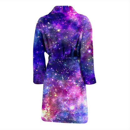 Galaxy Night Stardust Space Print Men Bath Robe-JTAMIGO.COM