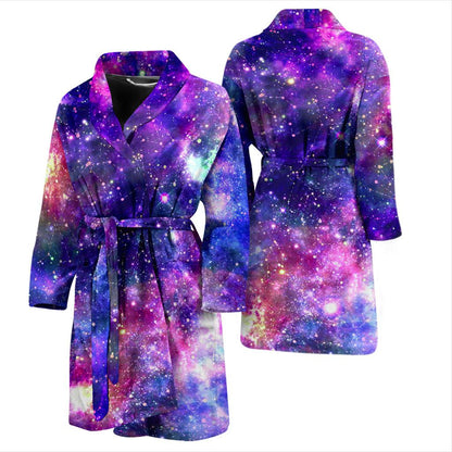 Galaxy Night Stardust Space Print Men Bath Robe-JTAMIGO.COM