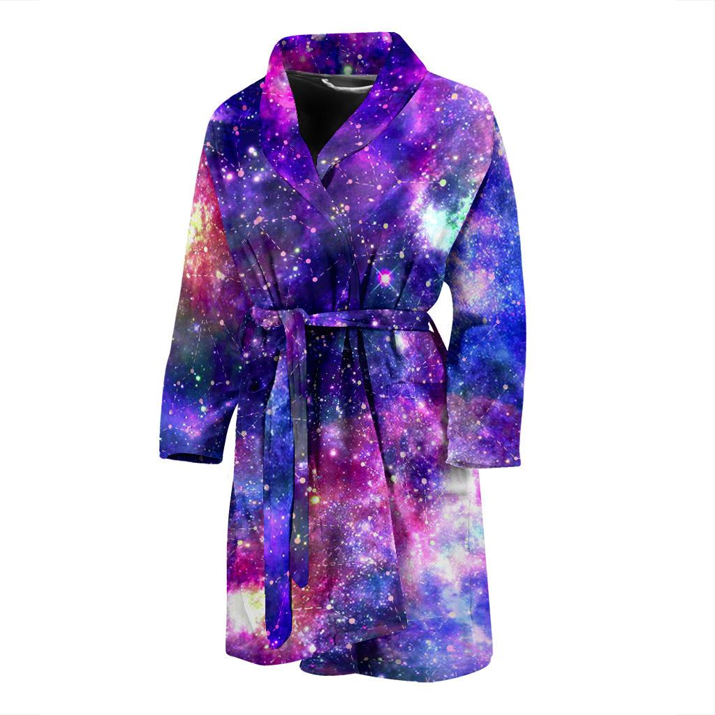 Galaxy Night Stardust Space Print Men Bath Robe-JTAMIGO.COM