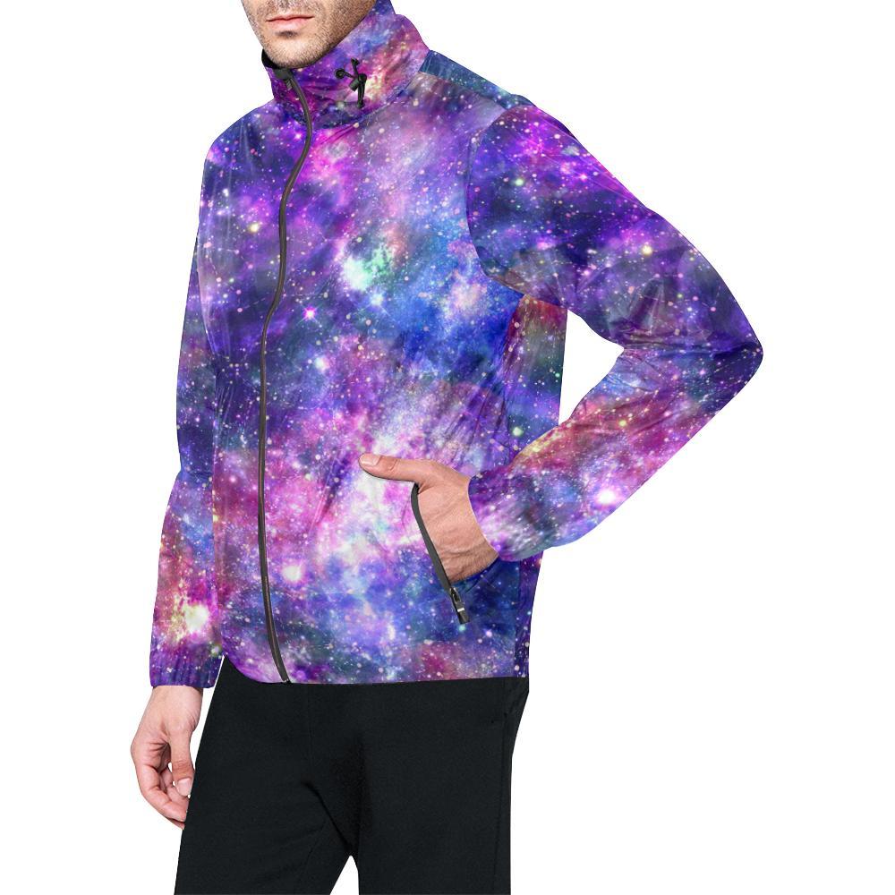 Galaxy Night Stardust Space Print Men Windbreaker Jacket-JTAMIGO.COM