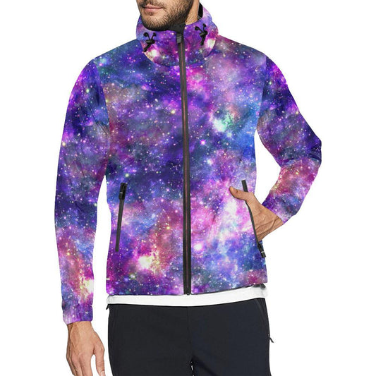 Galaxy Night Stardust Space Print Men Windbreaker Jacket-JTAMIGO.COM