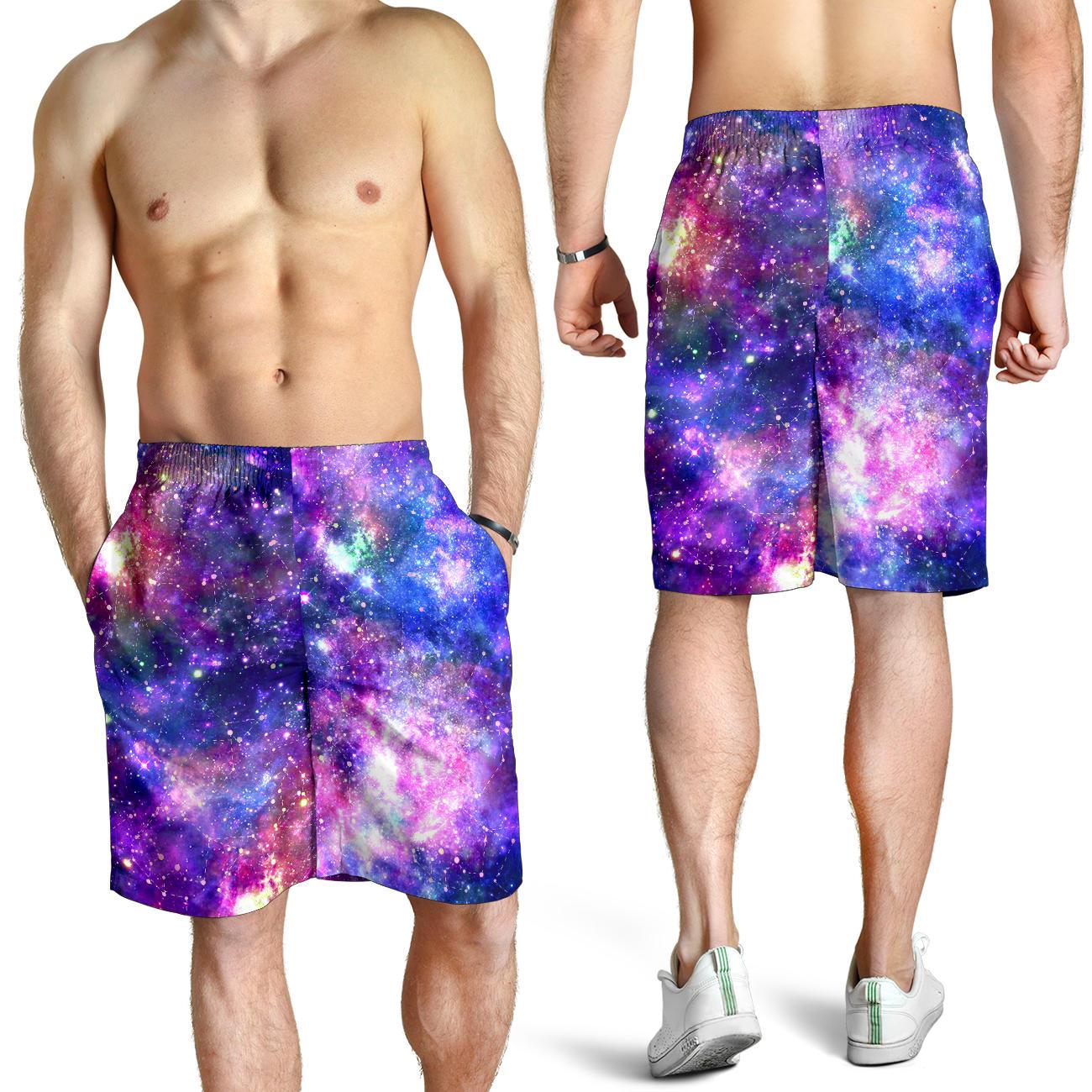 Galaxy Night Stardust Space Print Mens Shorts-JTAMIGO.COM