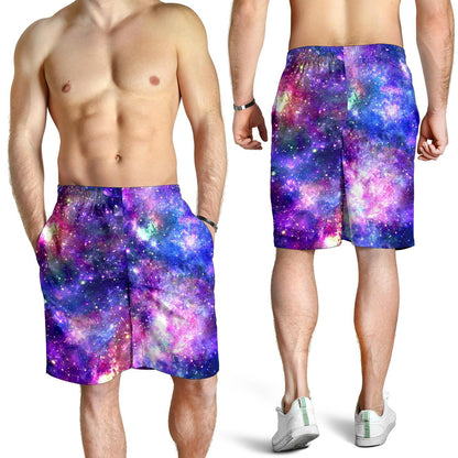 Galaxy Night Stardust Space Print Mens Shorts-JTAMIGO.COM