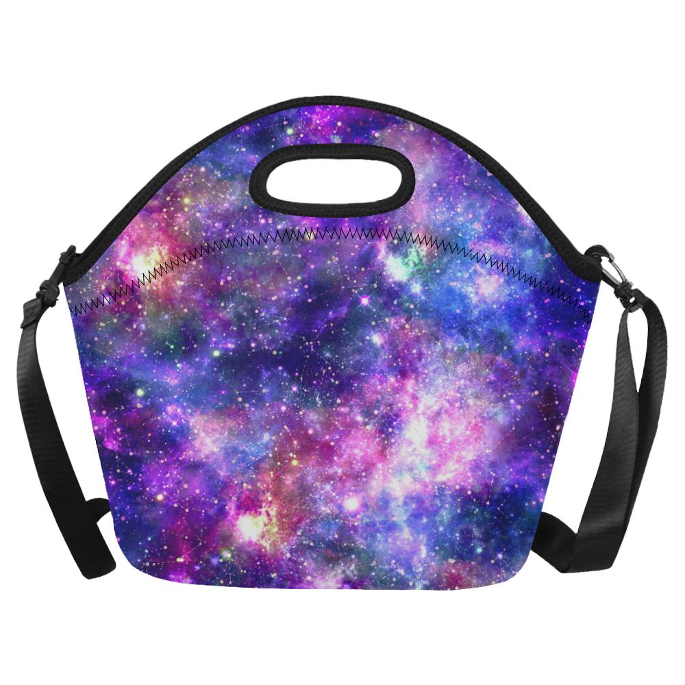 Galaxy Night Stardust Space Print Neoprene Lunch Bag (Model 1669)(Large)-JTAMIGO.COM