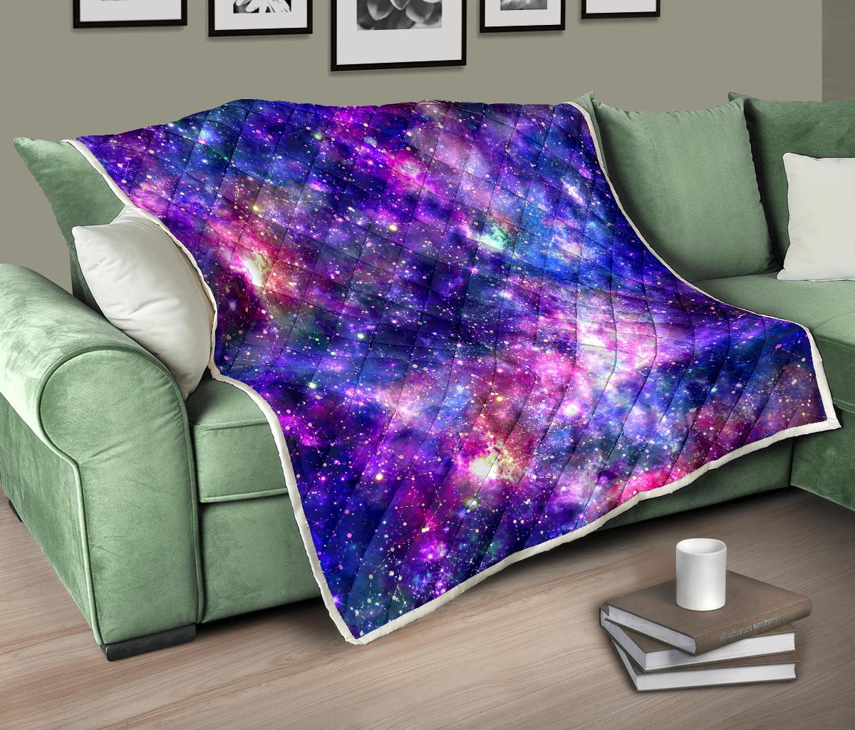 Galaxy Night Stardust Space Print Premium Quilt-JTAMIGO.COM