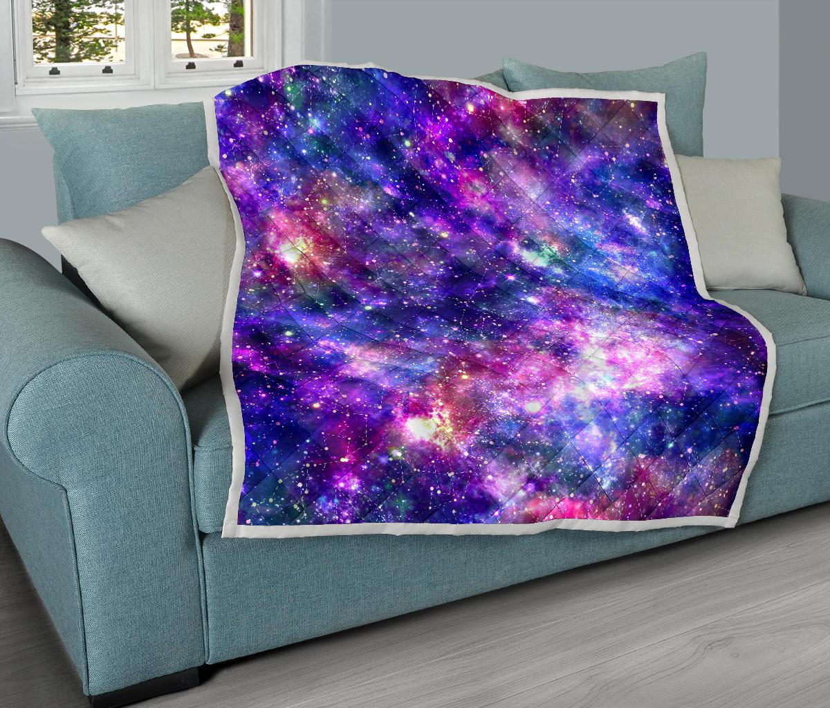 Galaxy Night Stardust Space Print Premium Quilt-JTAMIGO.COM