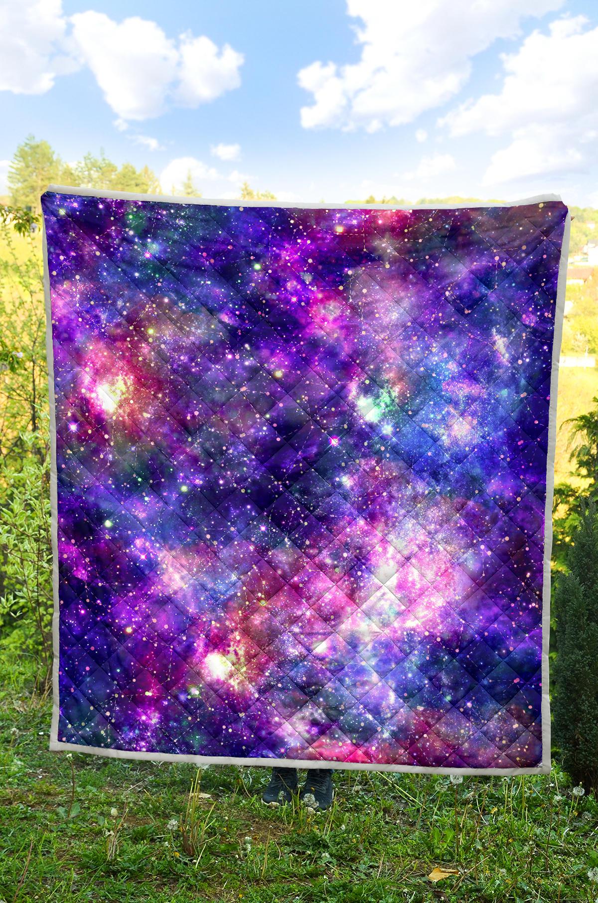 Galaxy Night Stardust Space Print Premium Quilt-JTAMIGO.COM