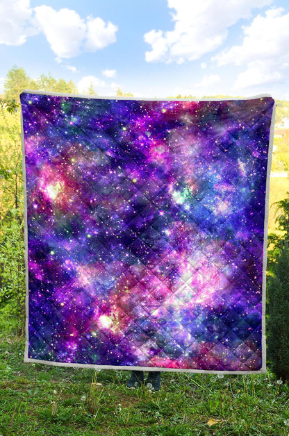 Galaxy Night Stardust Space Print Premium Quilt-JTAMIGO.COM