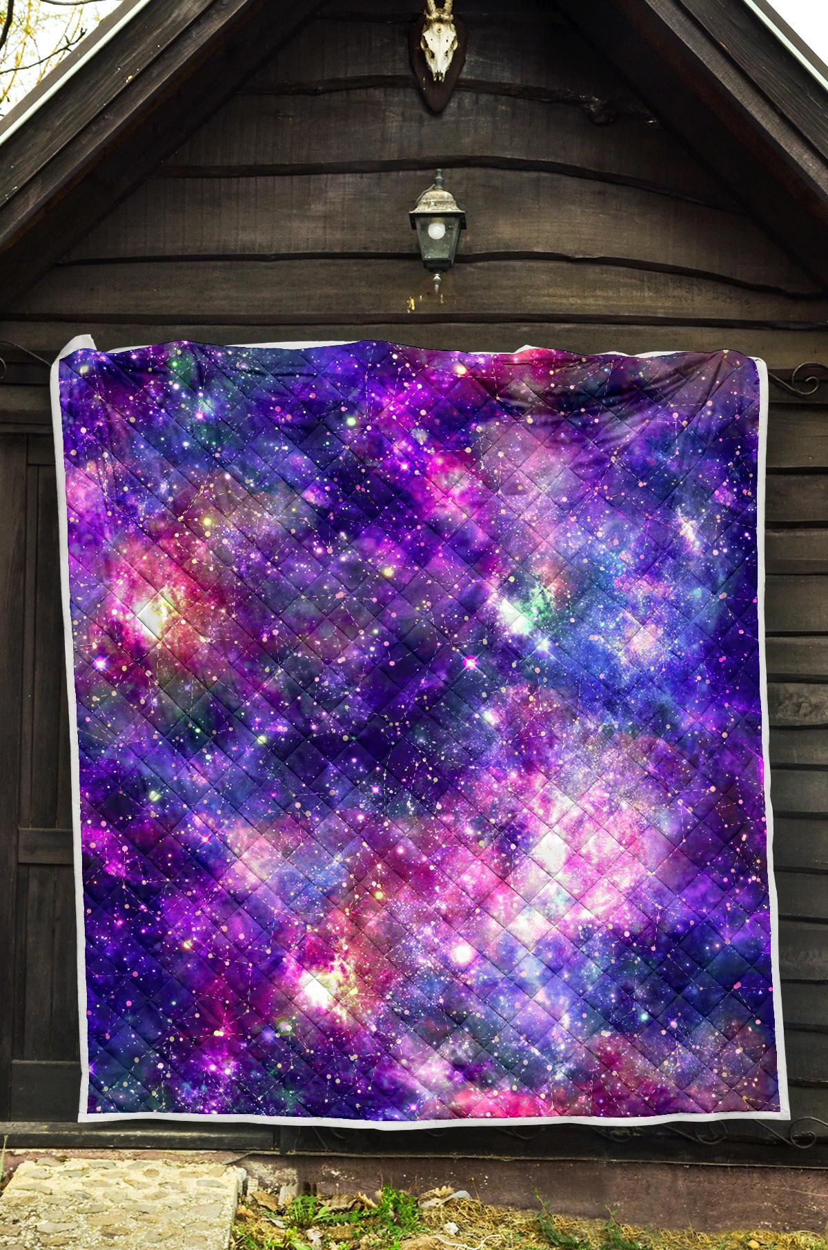 Galaxy Night Stardust Space Print Premium Quilt-JTAMIGO.COM